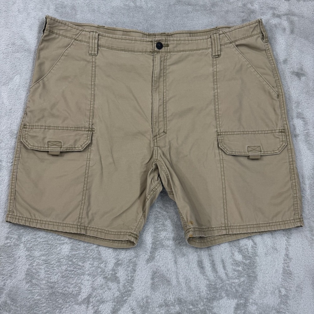 Wrangler Hiking Shorts Mens 42 Beige Cargo Stretch Canvas‎ All Terrain 8" Inseam